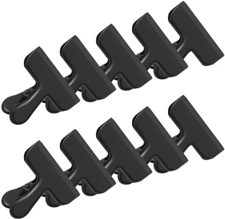 Clip Multiuso in Metallo 10 Pezzi Mollette Chiudi Sacchetti 77 mm Clip di Tenuta in Acciaio adatte per cucina,ufficio e scuola(Nero)