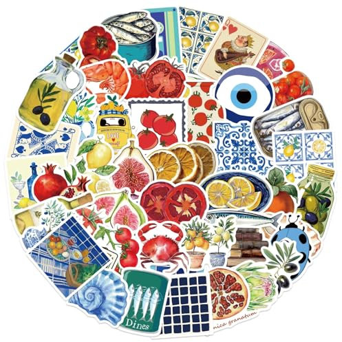 50 Stück Essen Aufkleber Pack Food Sticker Set Wasserdichte Vinyl Sticker für Laptop Kinder Autos Motorrad Fahrrad Skateboard Gepäck Koffer Computer Aufkleber Graffiti Decal