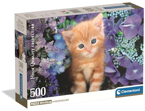 Clementoni Puzzle Collection - Ginger Cat 500 Stücke, Compact Box - Puzzle für Erwachsene 14-99 Jahre, Geschenk für Mann und Frau, Made in Italy, 35585