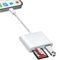 Lector de Tarjetas SD para iPhone 5-14 Gama/iPad (Lightening Port), SD Card Reader con 3 Ranuras, Tarjeta SD y Micro SD y Ranura USB Ranura, Leitor Cartao SD Plug and Play, SD Card Reader