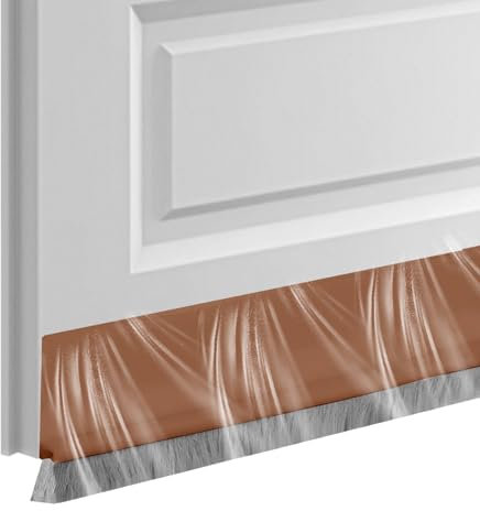 VEGCOO 100 cm Guarnizione a Spazzola per Porte, Autoadesivo Paraspifferi per Porte, Impermeabile Porta Guarnizione inferiore per Protezione da Suoni, Freddo, Umidità e Insetti in Silicone (Marrone)