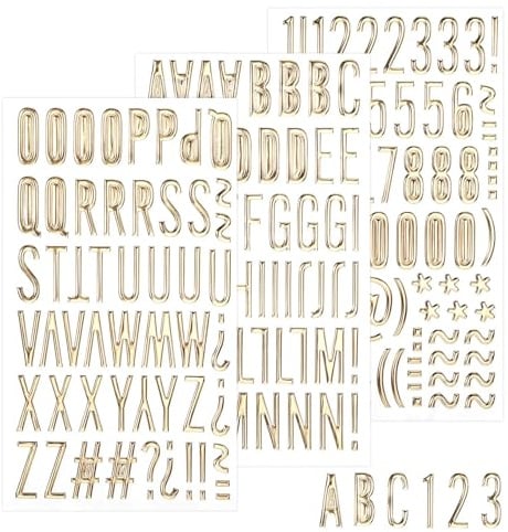 Buchstaben Aufkleber Zahlen Gold 3 Blatt, Selbstklebende 3D-Effekt Schlagbuchstaben Buchstaben Aufkleber, Sticker für DIY Scrapbooking, Fotoalben, Grußkarten, Bastelprojekte und Geschenkverpackung