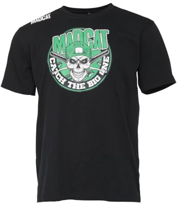 Madcat Skull T-Shirt Black - Angelshirt, Größe:XXL