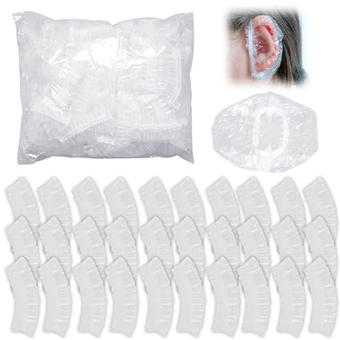 GHPKOTW 200 Protecteurs d'Oreille es pour la Douche, Protege Oreille Imperméables Transparents, Protection Cache-Oreilles,pour la maison et le salon de coiffure (transparent)