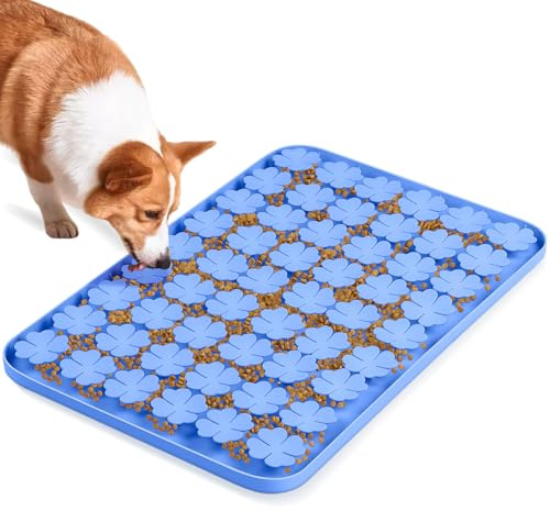 Bartuke Esterilla de Silicona para Perros y Gatos, Alfombrilla interactiva para olfatear Lentamente, promueve la búsqueda Natural de Alimentos, Entrenamiento de olores y alimentación (Azul)
