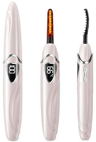 EYECURL Heated Eyelash Curler, S600 Heated Lash Curler, Accurate Temperature Control Electric Eyelash Curler Heated - Intelligent Power Off, Long Lasting (Pink/Silver, S600-148MM)