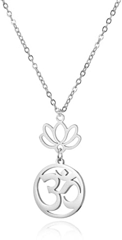 SIPURIS OM-Halskette für Damen, indisches Yoga, Aum, Om, Ohm, Edelstahl, hinduistische Meditation, Charm, Sanskrit-Symbol Amulett, Schmuck für Männer, Kein Edelstein