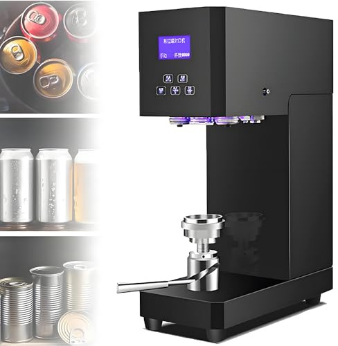HajMyrdonyx 370W Commercial Can Sealer, Soda Can Sealer Machine with Smart Counter & LED Display, Glass Plastic Tin Can Cup Can Sealer Height Adjustable For Home, Cafe Black