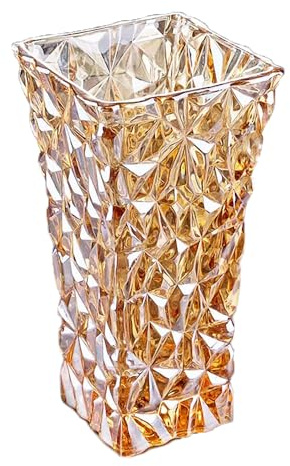 Unique Glacier Texture Glass Crystal Gold Vase-11.8 inch Tall, Heavy Duty Large Flower Vase for Dining Table Kitchen Office Home Shelf Wedding Living Room Centerpieces