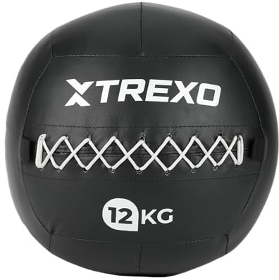 XTREXO Wall Ball 5kg - 15kg Trainingsball - umweltfreundliches Mattes Leder, rutschfest, ideal für Cross-, Kraft- und Konditionswürfe gegen die Wand - langlebig, sicher, Vereinsqualität (12 kg)