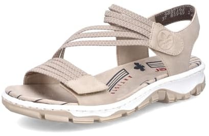 Rieker Damen Klassische Sandalen 68871, Frauen Sandalen,Freizeitschuhe,Sommerschuhe,offene Schuhe,Strandschuhe,Beige (62),41 EU / 7.5 UK