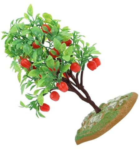 Angoily Miniatur Apfelbaum Modell aus Kunststoff für Dioramen und Puppenhaus Deko mit Roten Äpfeln und Kleiner Größe für Miniaturlandschaften