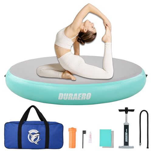 Gymnastik Matte Rundes Luftkissen, Aufblasbare Gymnastikmatte Trainingsmatten Turnmatte für Akrobatik, Training & Yoga, 70/100/140cm, Air Tumbling Track Trainingsmatte mit Pumpe