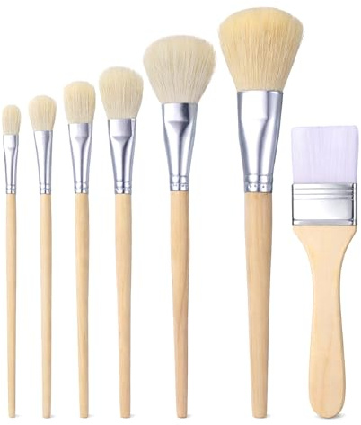 7 PCS Mop Brush for Acrylic Painting, Blending Brush for Acrylic Painting, Mop Paint Brushes for Gilding, Watercolor, Gouache Oil, Pottery