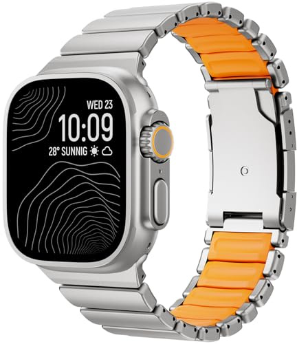 SEURE Titan Armband mit Watch Ultra 3/2/1 49mm,46mm 45mm 44mm Titan Metall Silikon Doppelschicht DLC-Beschichtung Ersatzarmband mit Faltschließe für Serie10 11