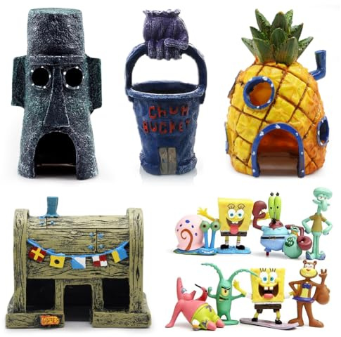 Aquarium Deko, Fisch Tank Ornament Ornamente Landschaft Ananas Haus Aquarium Deko Aquatorium Ornamente Harz & Kunststoff Sichere Wassertiere Höhle dekos für Salzwasser und Süßwassertanks (12 Stück)