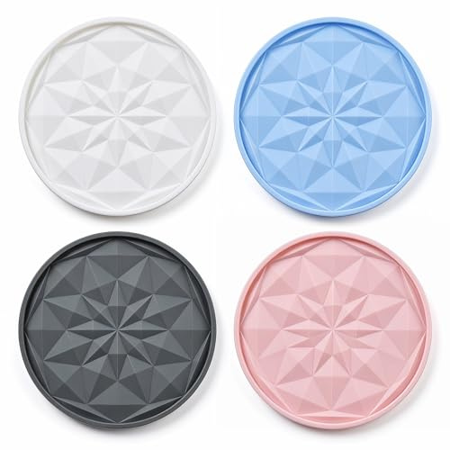 4-Pack Silicone Yogurt Pot Lids, Perfect Fit for 9.5cm Diameter Yoghurt Pots, Reusable, Airtight, Reversible to Coaster, for Yogurt, Cream, Milk Bottle Tops, Food Storage (Multicolor)