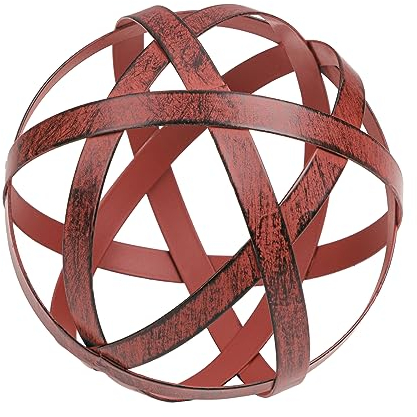 Everydecor Dekorative Metallkugel für Heimdekoration, dekorative Kugeln für Regale, Tafelaufsatz, Schalen, Bücherregal, Dekokugeln, Akzente für Wohnzimmer, Schlafzimmer – rote Regalkugeln im Used-Look