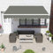 Greenbay Grey DIY Manual Patio Awning, Retractable Gazebo Outdoor Canopy, Garden Sun Shade - 2m x 1.5m