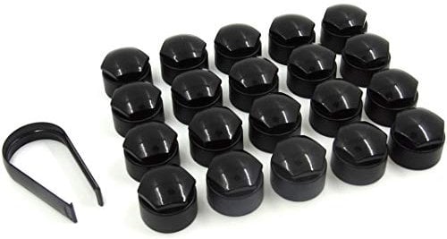 Partsdealers Round Type Wheel nut covers made for Audi A1, A3, A4, A5, A6, A7, A8, TT, Q7 Mk2, Q8 17mm (Glossy Black) AS ORIGINAL