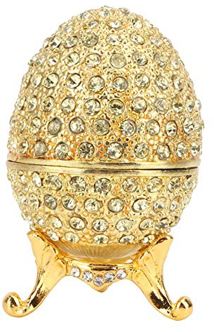 Handbemaltes Mini-Faberge-Ei mit reichem Emaille und funkelnden Strasssteinen Schmuckschatulle (Gold)