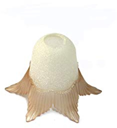 Vetro coppa ricambio lampadari, applique, lumetto, lampada, vetro scavo liscio con punte ambra art. calippo