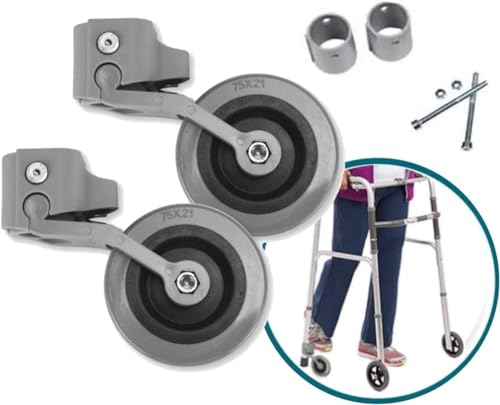 OrtoPrime Set x2 RÄDER Rollatoren für Senioren - Hinterräder anpassbar an Erwachsene Rollatoren Radnaben mit 30 mm, 25 mm und 22 mm Rohr kompatible - Druckbremse bei Belastung - Einfache Installation