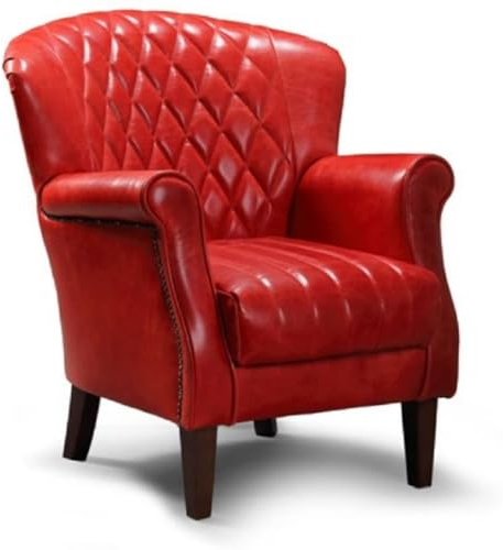 Casa Padrino Luxus Echtleder Sessel Rot/Dunkelbraun 84 x 85 x H. 90 cm - Wohnzimmer Leder Sessel - Echtleder Wohnzimmer Möbel