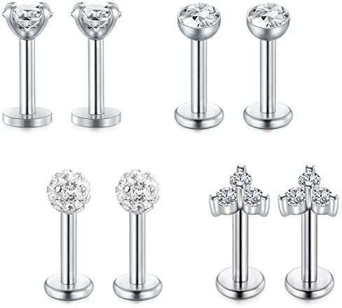 LAURITAMI Lippenpiercing Labret Stecker Chirurgenstahl 16G Piercing Conch Cartilage Tragus Helix Ohrring 8mm