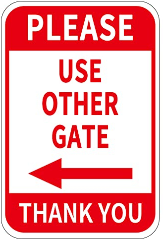 Please Use Other Gate Schild aus Aluminium, 30,5 x 20,3 cm, linker Pfeil, Metall, wasserdicht, für Eingang, Outdoor, Büro, 2 Stück