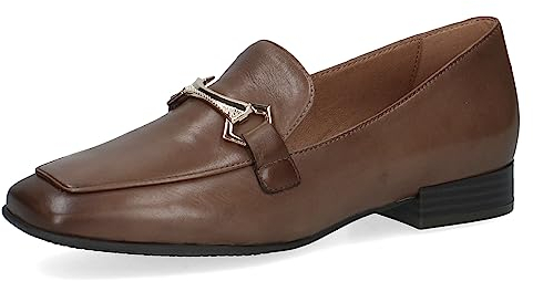 CAPRICE Damen Loafer ohne Absatz Memotion aus Leder Elegant Weite G, Braun (Taupe Nappa), 38 EU