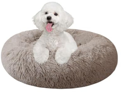 Nisrada Hundebett für kleine, mittelgroße und große Hunde, 50cm, waschbar, rund, gemütlich, weich, Haustierbett für Welpen und Kätzchen, mit Rutschfester Unterseite