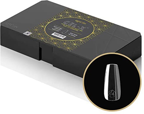 Apres Nail Gel-X Sculpted Coffin Medium Box of Tips | 600 Gel-X Tips, Premium Quality, 14 Sizes 00-9 | Half-sizes Included