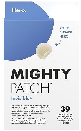 Mighty Patch Invisible+ Pickel-Patches von Hero Cosmetics, klare Hydrokolloid-Pflaster zur Akne-Behandlung, 39 Stück
