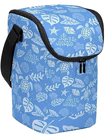 MUOOUM Lonchera reutilizable con hojas de tortuga marina, lonchera vertical grande con correa ajustable para el hombro