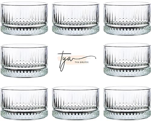 TYA I Premium Kristall Glas Dessertschalen 8er Set 235ml BLEI FREI Dessertbecher, Puddingschalen, Dessert Schalen Glas, Obst Servierschalen, Soßenschalen, Dessert Bowls, Glas Schalen