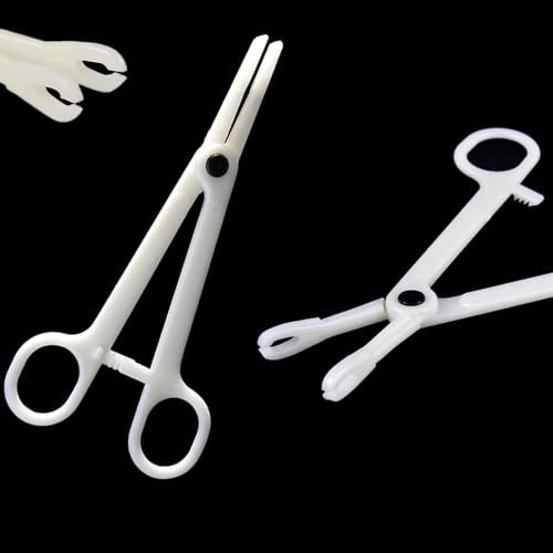 Rayyl 25PCS Disposable Piercing Pliers - Round Open Plastic Ear Nose Piercing Clamp Cleaned Slotted Navel Forceps
