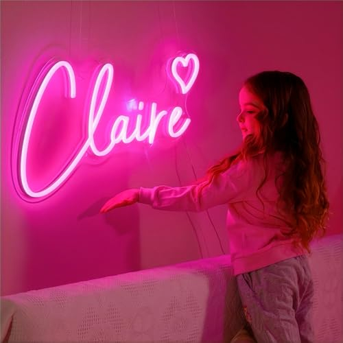 Enseigne Lumineuse Neon Personnalisable, Professionnel Personnalisé LED Prenom Neon Signe pour Décoration Murale, Chambre Mariage Fête d'anniversaire Salon Bar