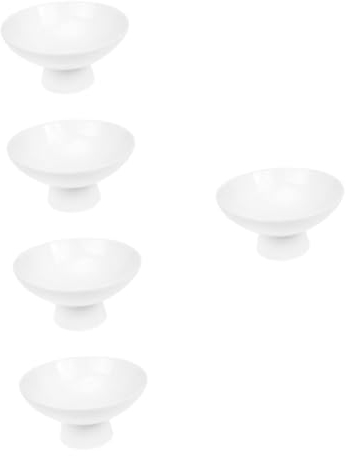 Zerodeko 5 Pièces Grande Coupe De Crème Glacée Servir Un Plateau De Fruits Plateau De Service Apéritif Bol Rond Bol à Pâtisserie Bol De Riz Collation Céramique Blanche Tasse à Mousse Marbre