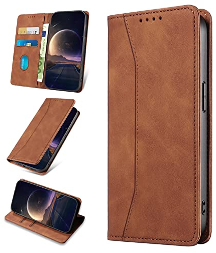 KANVOOS Handyhülle für Xiaomi 13T / 13T Pro Hülle, Premium PU Leder Flip Klappbar Stoßfeste Schutzhülle [Kartenfächern], Wallet Case Hülle für Xiaomi 13T / 13T Pro (Braun)