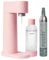 Mysoda: Woody Set - Wassersprudler aus erneuerbarem Holzkomposit Material mit 1L Quick-Lock BPA-frei Plastikflasche und CO2-Zylinder - Pink