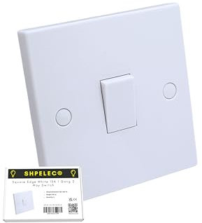SHPELEC® Square Edge White 10A 1 Gang 2 Way Light Switch (3 Pack)