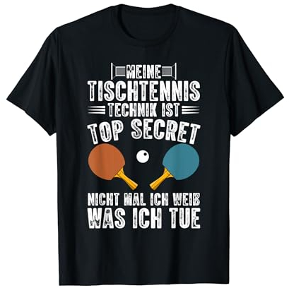 Ping Pong Geschenke Lustiges Meine Tischtennis Technik T-Shirt, Unisex Erwachsene, Schwarz, S, Halbarm, Casual, Humorous Table Tennis T-Shirt