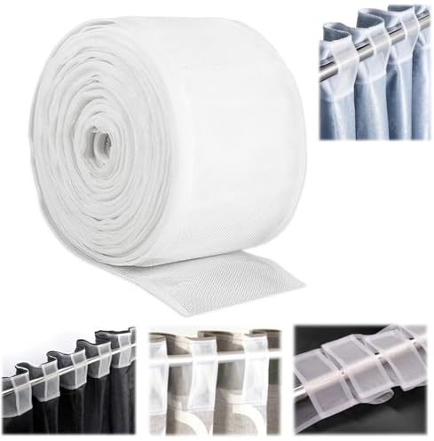 VCRANONR Gardinenband, 15 m X 10 cm Kräuselband zum Aufnähen, Vorhang Faltenband, Universal Gardinen Kräuselband, Gardinenkräuselband, Schlaufenband, Vorhangband, Reihband Vorhang für Gardinenstange