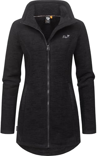 Ragwear Damen weiche Strickjacke Übergangsjacke mit Teddy-fleece Miram Melange YOUMODO Black Gr. M