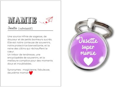 Porte-clés cabochon - Carte définion Mamie - Cadeau femme personnalisé personnalisable prénom texte Idée Cadeau Fête des grand mères, Anniversaire ou Noël, Accessoire unique (MAMIE)
