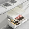 FAMKIT 3 PCS Pull Out Cabinet Organiser,Extendable Slide Out Kitchen Storage Drawer Shelf,No Drill,Roll-Out Sliding Shelf with Rail System,for Kitchen Base Cabinet Organization