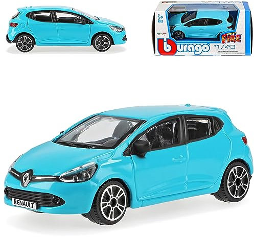 alles-meine.de GmbH Renautl Clio IV Hell Blau 5 Türer Typ X98 2012-2020 1/43 Burago Modell Auto mit individiuellem Wunschkennzeichen
