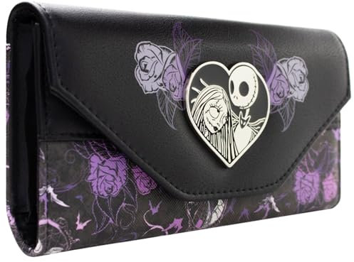 PocketGear Nightmare Before Jack & Sally Christmas Floral Porte-Monnaie/Portefeuille Clutch Poche à Monnaie & Porte-Cartes, Noir