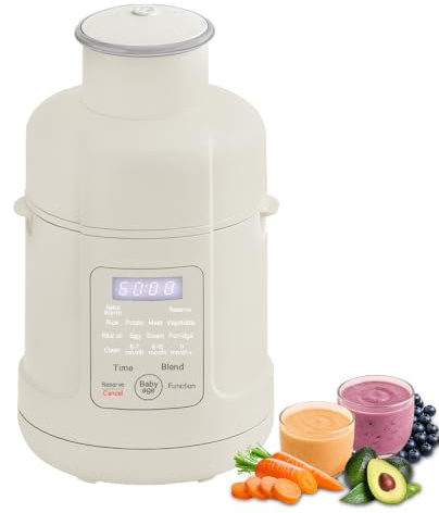 hzexun Babynahrungszubereiter, Dampfgarer mit Mixer,Aufwärmen, Automatische Reinigungsfunktion, Edelstahl Babybrei Zubereiter Multifunktion, BPA-frei